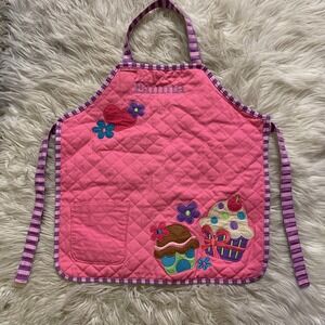 Stephen Joseph Girls Pink Apron EMMA Quilted Flowers Cup Cakes Super Cute! 3497